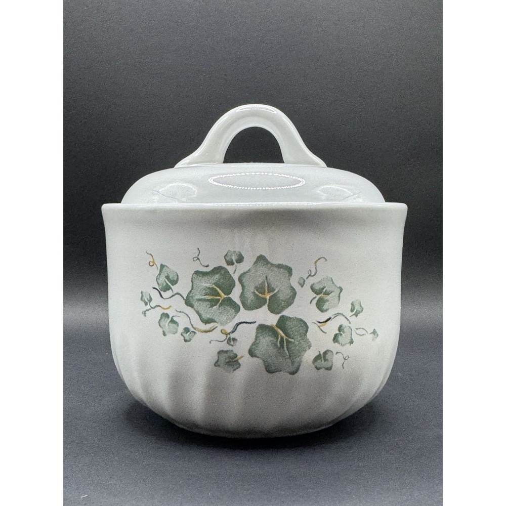 Corelle Calloway Green Ivy Stoneware Canister Sugar Jar Dish Lid Cottagecore